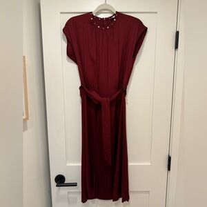 Sandro Burgundy Dress with Belt